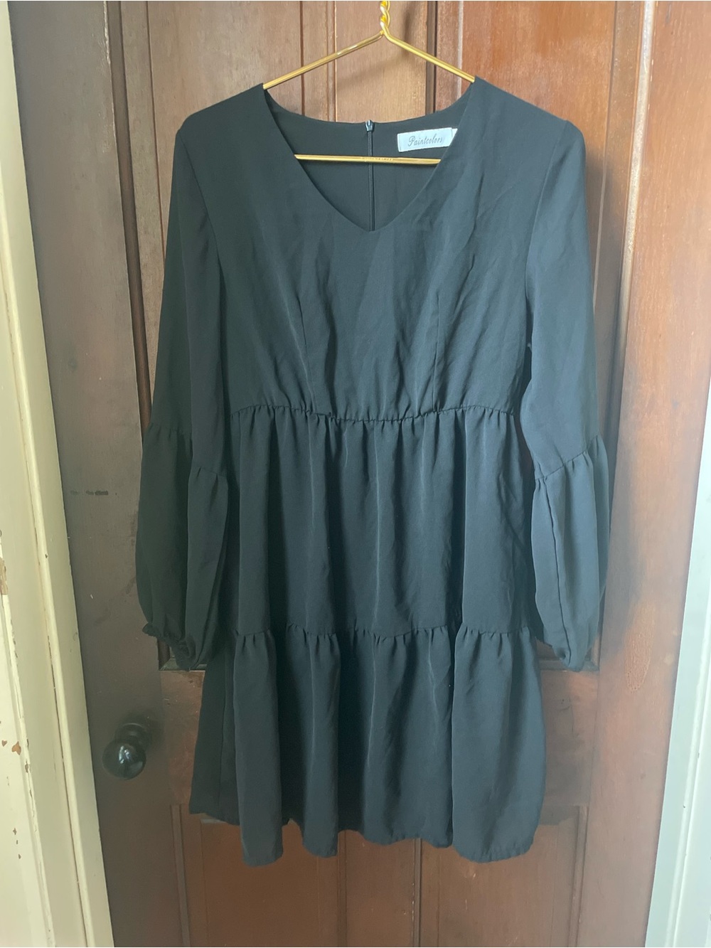 PaintColors women's medium long sleeve black dress